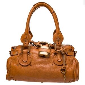 Chloé Paddington Bag Brown Leather Large Satchel Lock & Key Gold Hardware